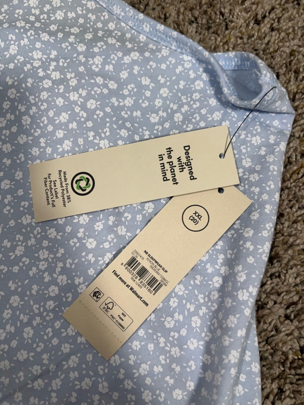 NWT No Boundaries Floral Henley Sleep Dress Pastel Blue XXL - Picture 5 of 7